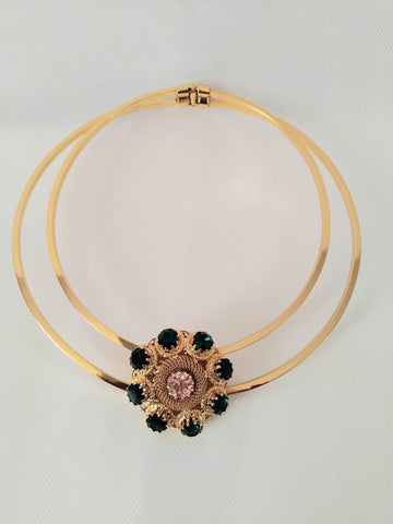 Necklace with Emerald Swaroski Crystsls