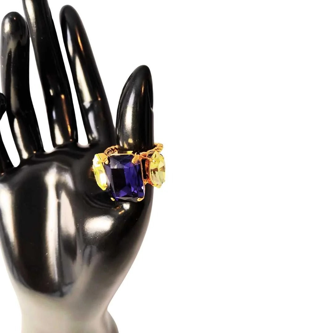 Handmade Amethyst and Citrine Swaroski Crystals Ring